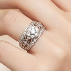 Cubic Zirconia ring Sterling silver cubic zirconia flower ring